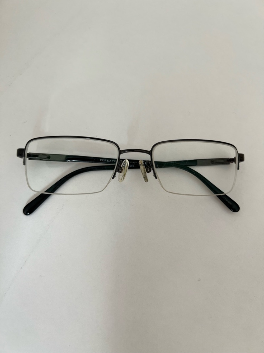 Versace Black Metal Temple Semi-Rimless Eyewear